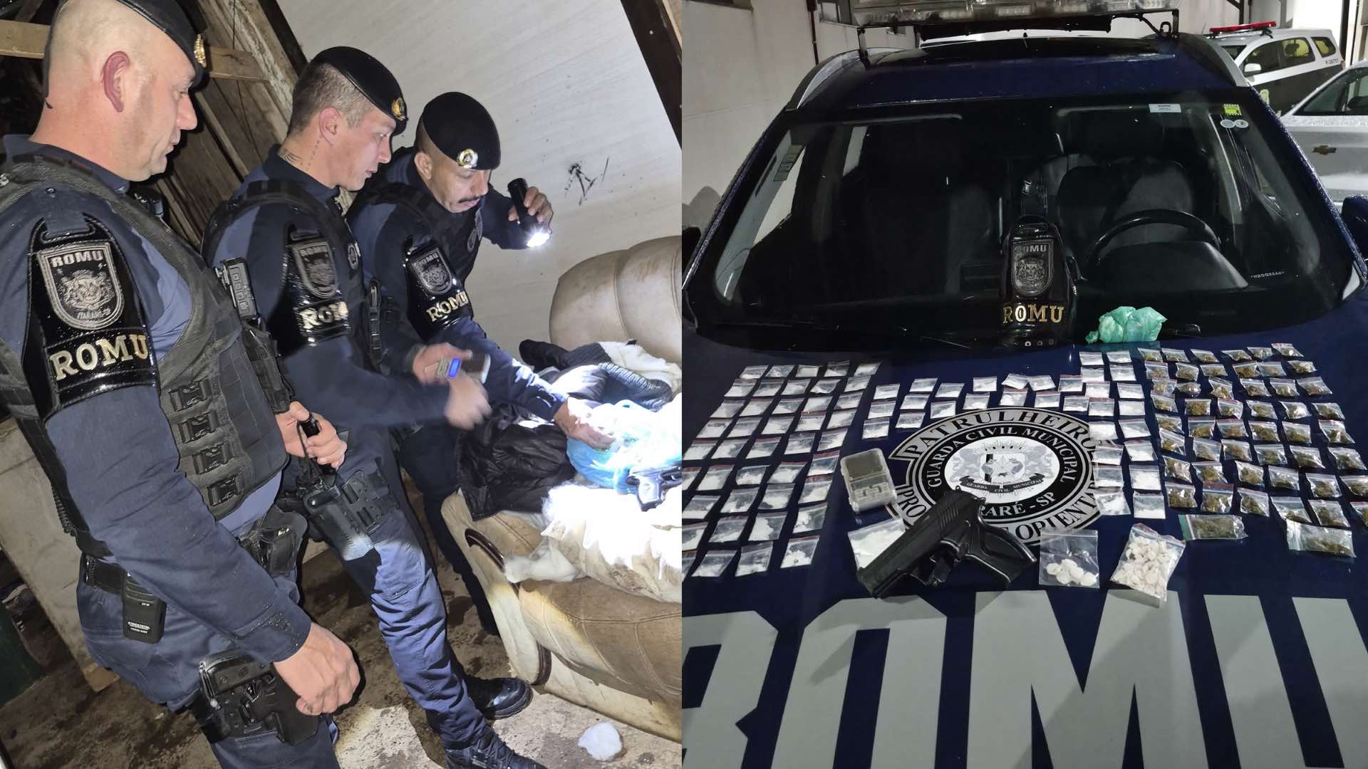 ROMU apreende mais de 190 porções de drogas em barraco abandonado durante ação em Itararé